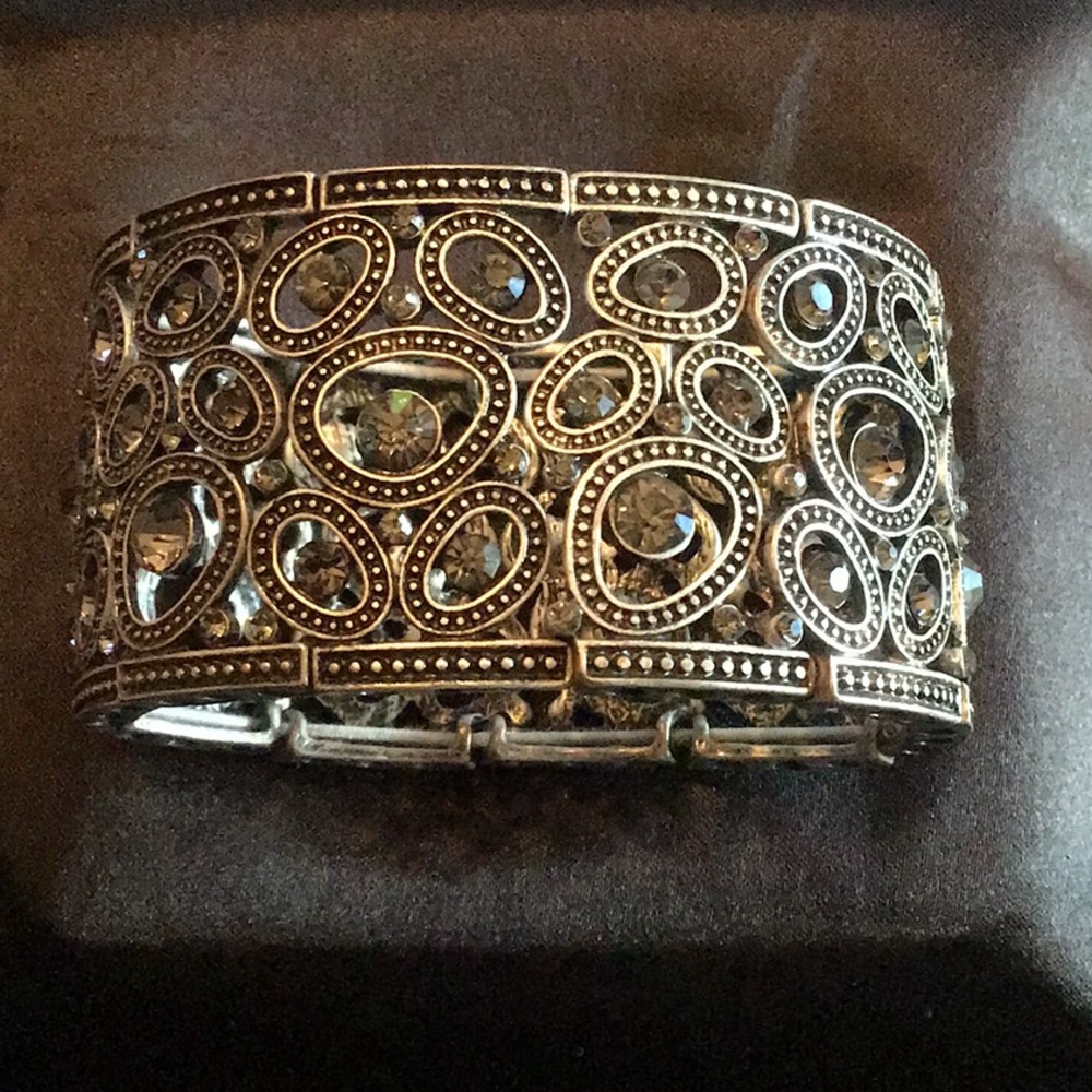 Smoky quartz rhinestone bracelet.